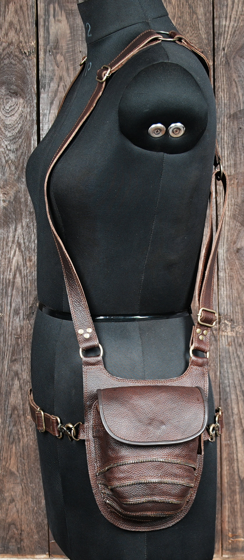 Leather Holster bag, shoulder holster, festival bag, burning man, desert punk, Utility, Unisex with zipper 