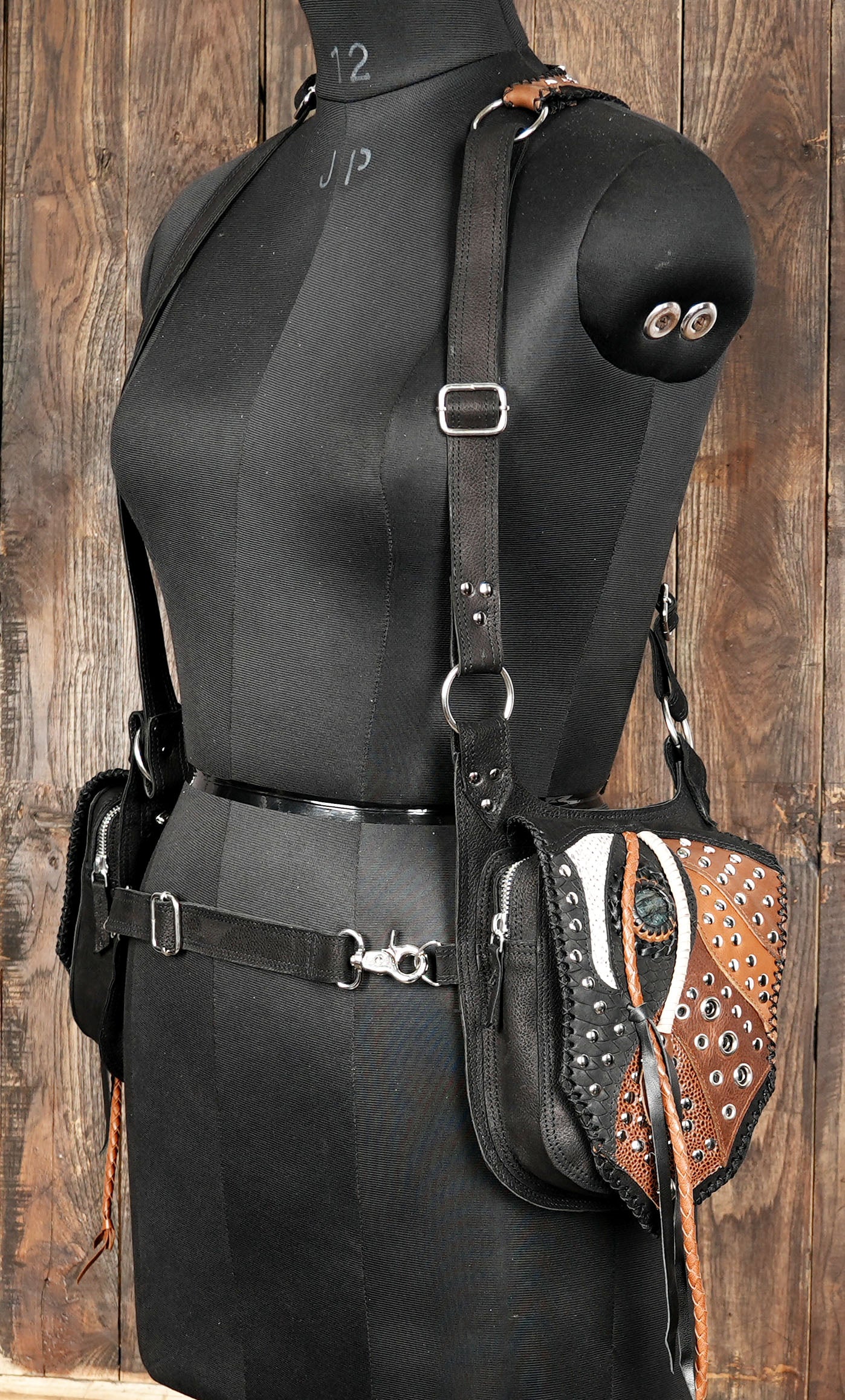 LeatherHolster, Handmade Bag, Biker Style, Festival Fashion, SteampunkAccessories, Travel Gear, LeatherLover, Utility Bag. brown and light brown color combination 