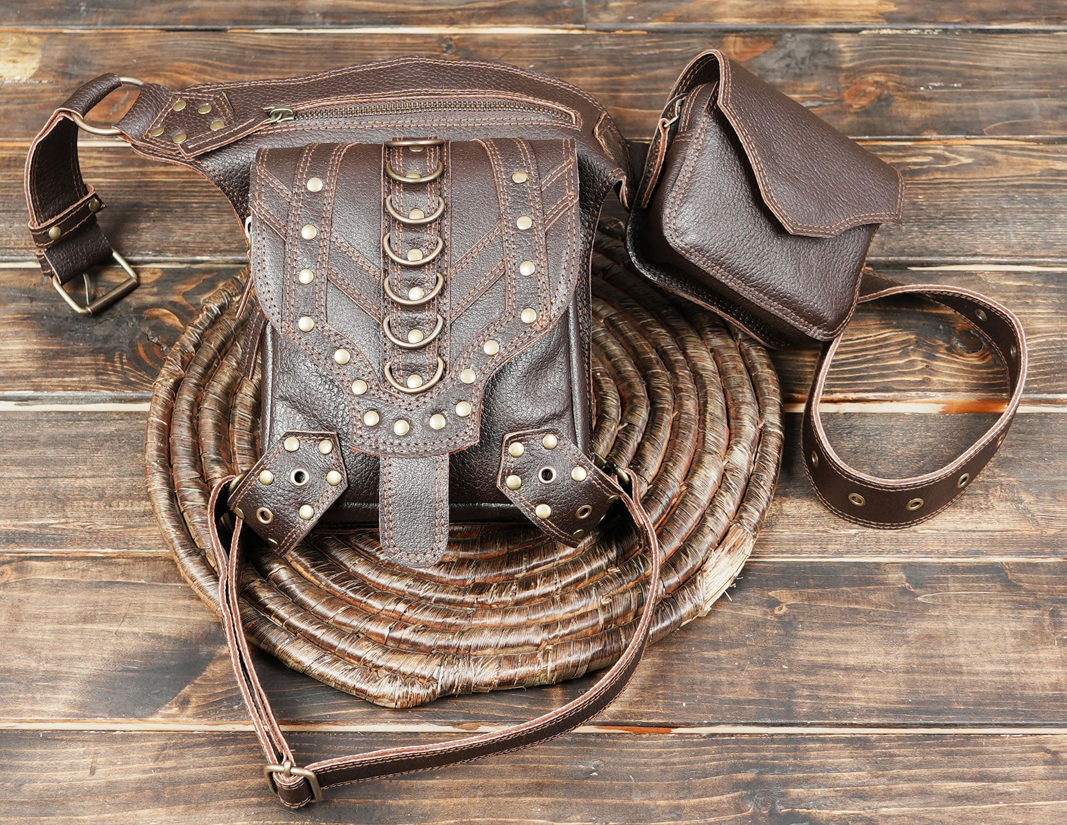 Handmade Leather Thigh Bag  Adjustable Festival Utility Belt (LT-AB-WBTS-6002)