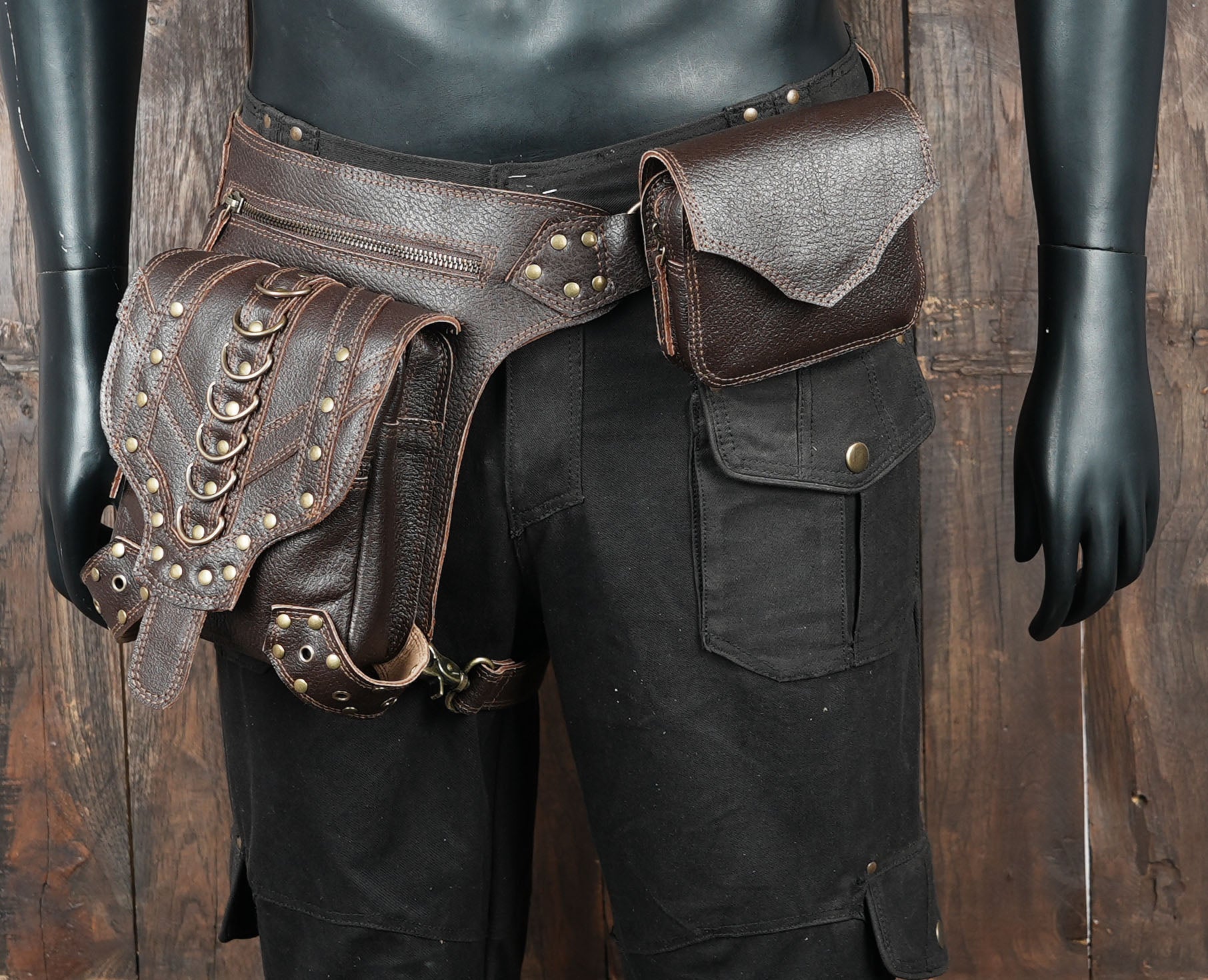Handmade Leather Thigh Bag  Adjustable Festival Utility Belt (LT-AB-WBTS-6002)