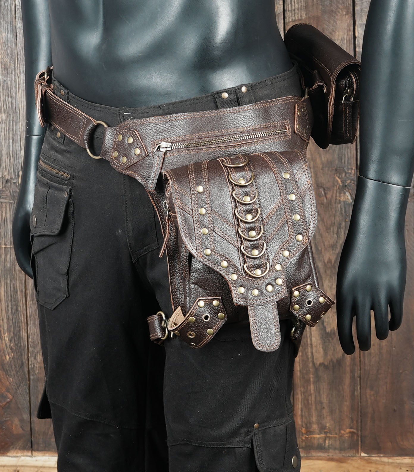 Handmade Leather Thigh Bag  Adjustable Festival Utility Belt (LT-AB-WBTS-6002)