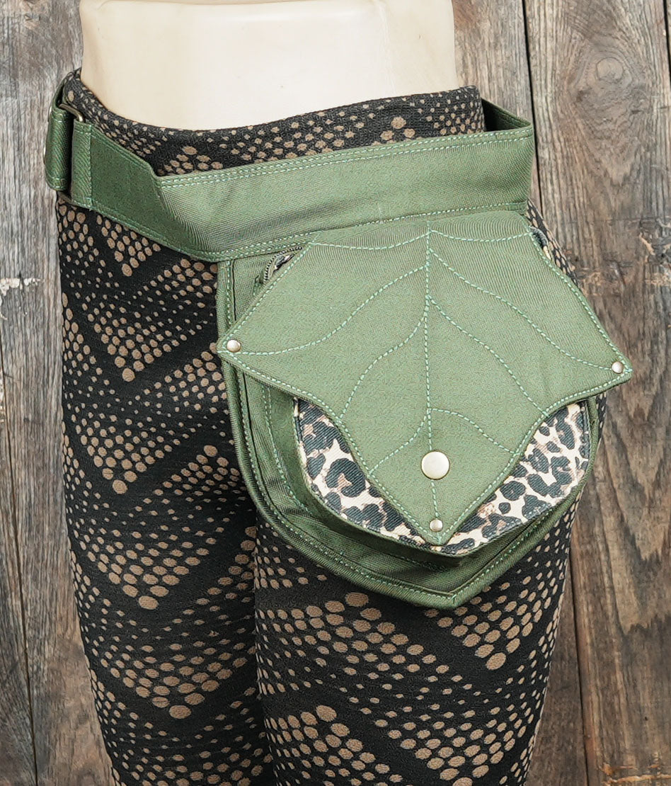 adjustable strap waist bag with leaf design