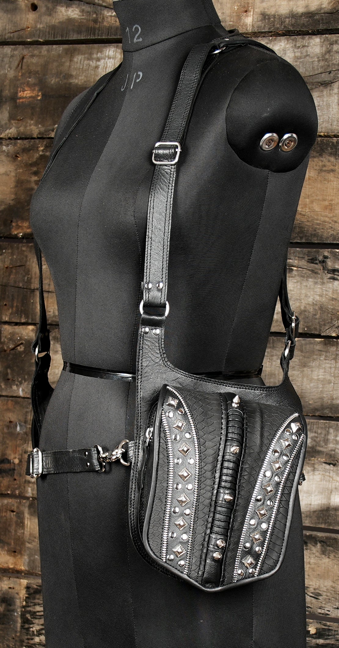 Fashion-forward black harness bag USA style