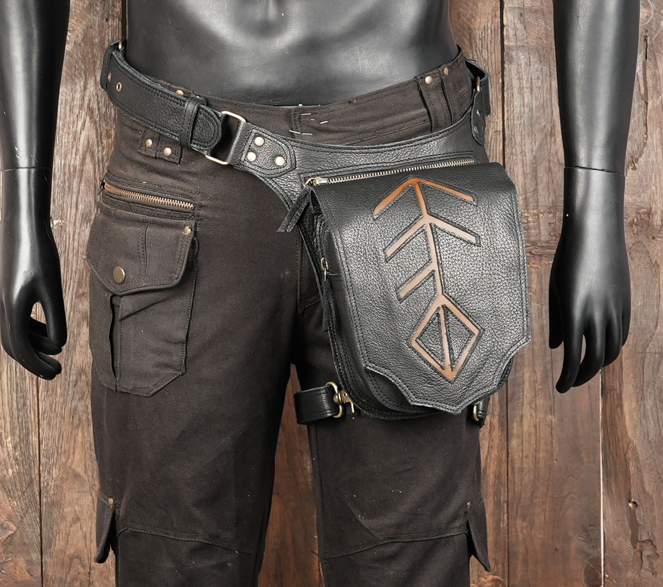 Leather Waist & Thigh Belt Bag – Festival Utility Hip Pouch, Steampunk (LT-AB-WBTS-6040)