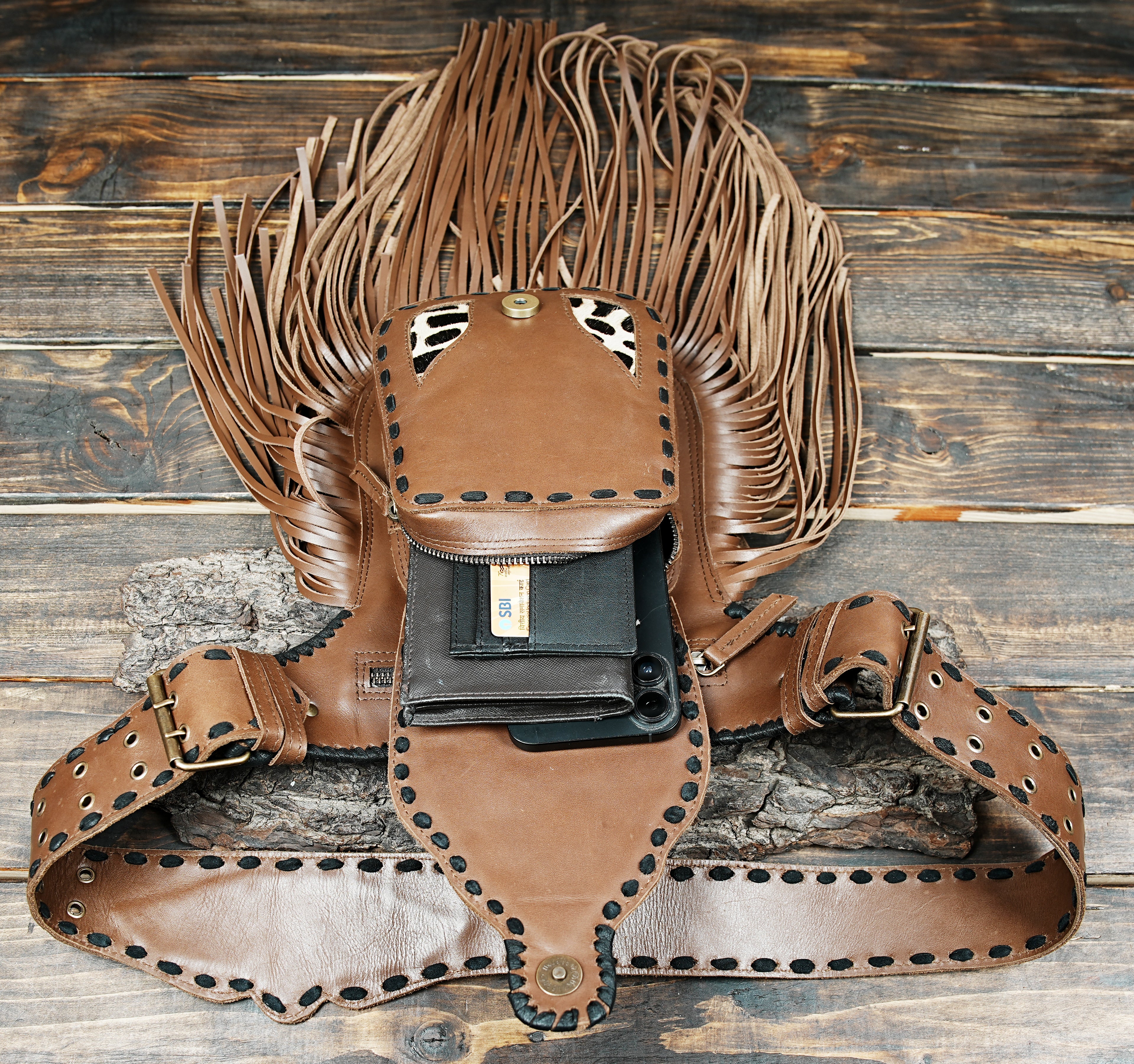 Boho hip bag Fringe waist purse Festival western fanny pack Leather belt pouch women Bum bag Fringe fanny pack Festival belt bag women and  men both 