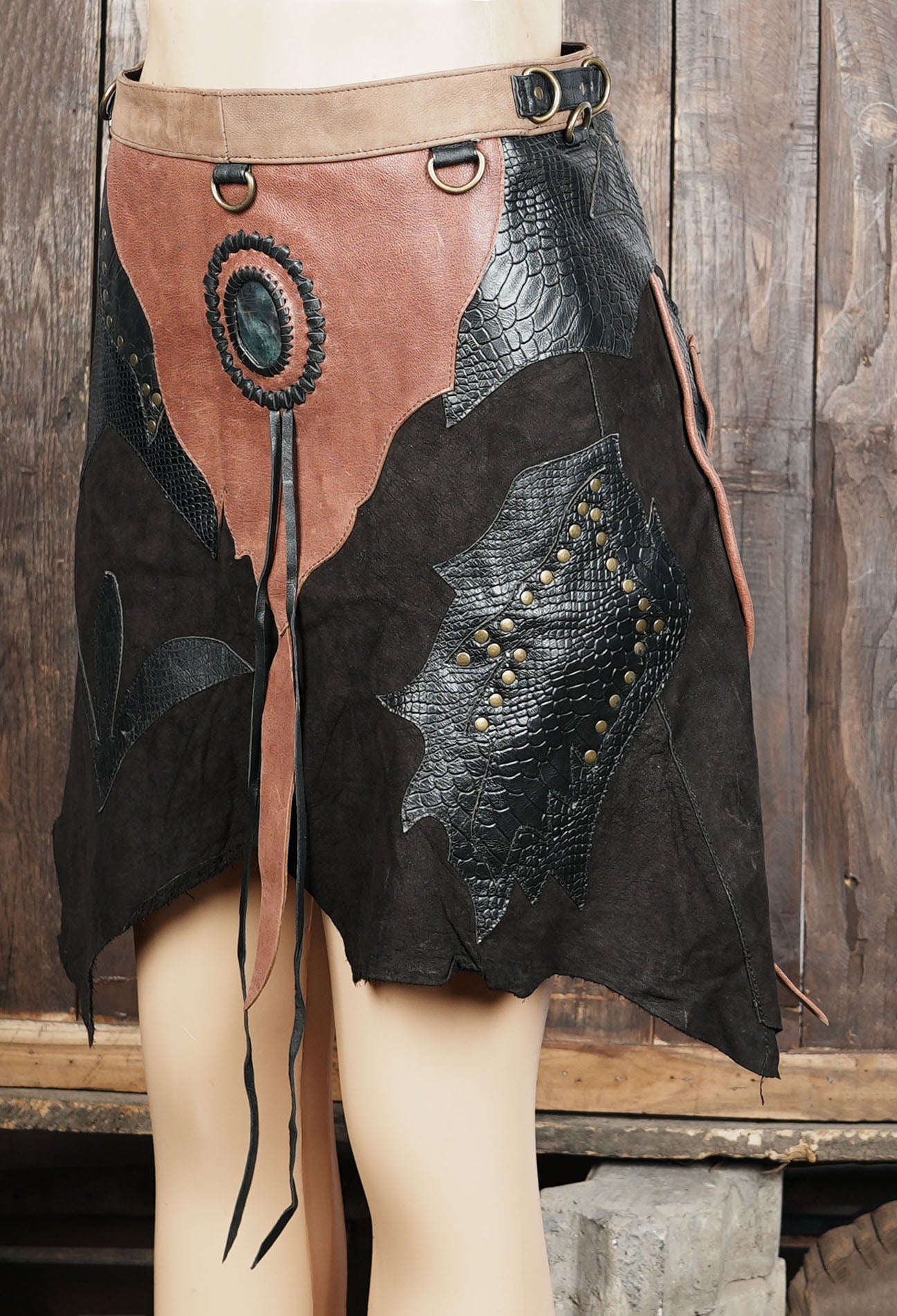 Adjustable leather skirt belt for cosplay, festival, or dance wear