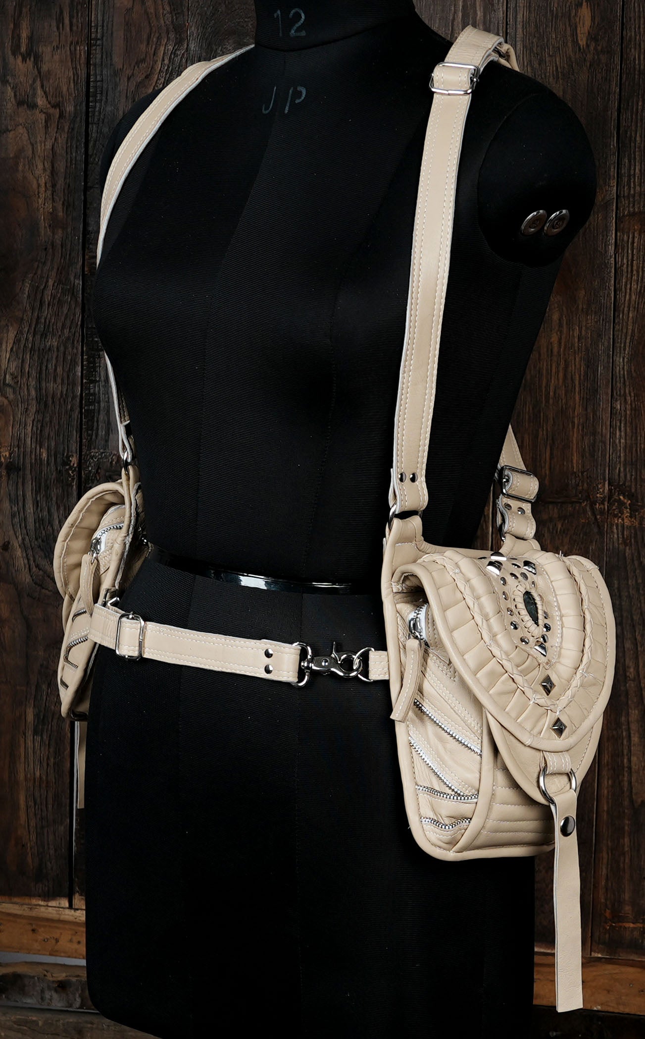 Handmade Leather Gemstone Belt Bag: Festival Hip Pack