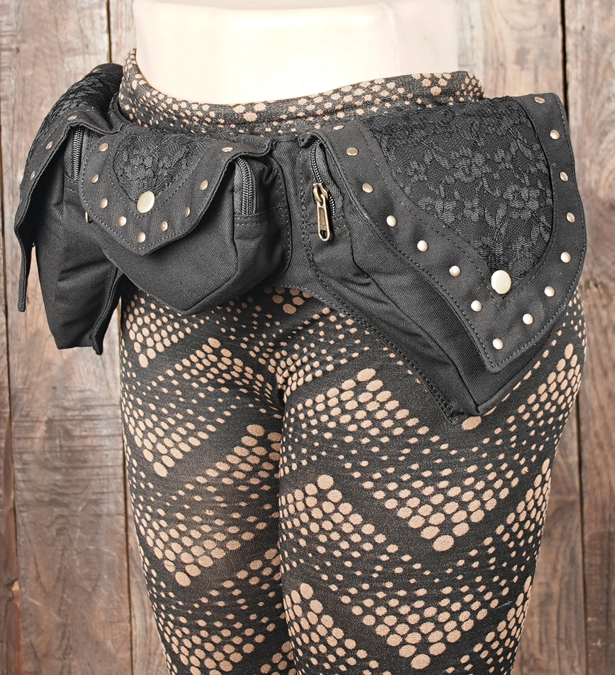 Gothic cosplay utility bag with rivet studs