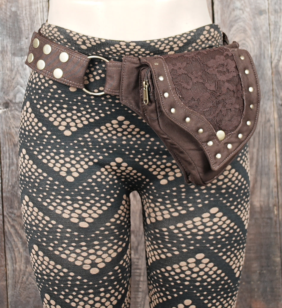 Leather Utility Belt: Festival Waist Pouch - Brown