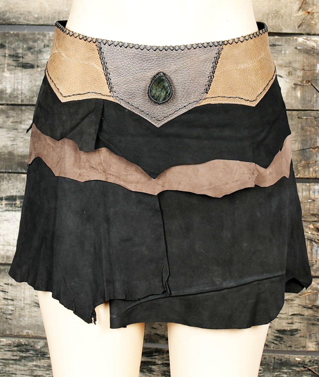 Tribal bohemian skirt with turquoise gemstone accent