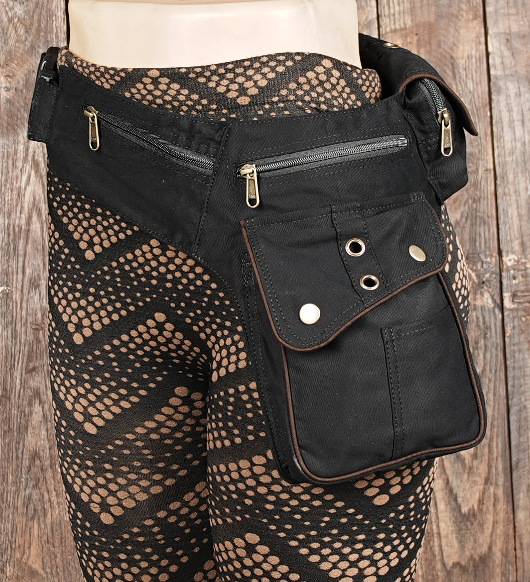 Festival-ready steampunk utility bag in genuine leather