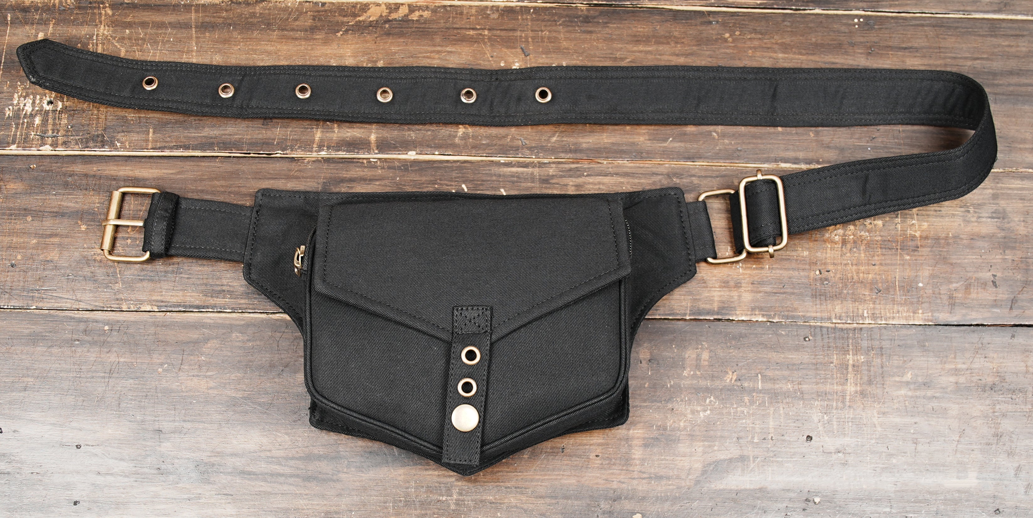 Black hip pouch crossbody festival bag