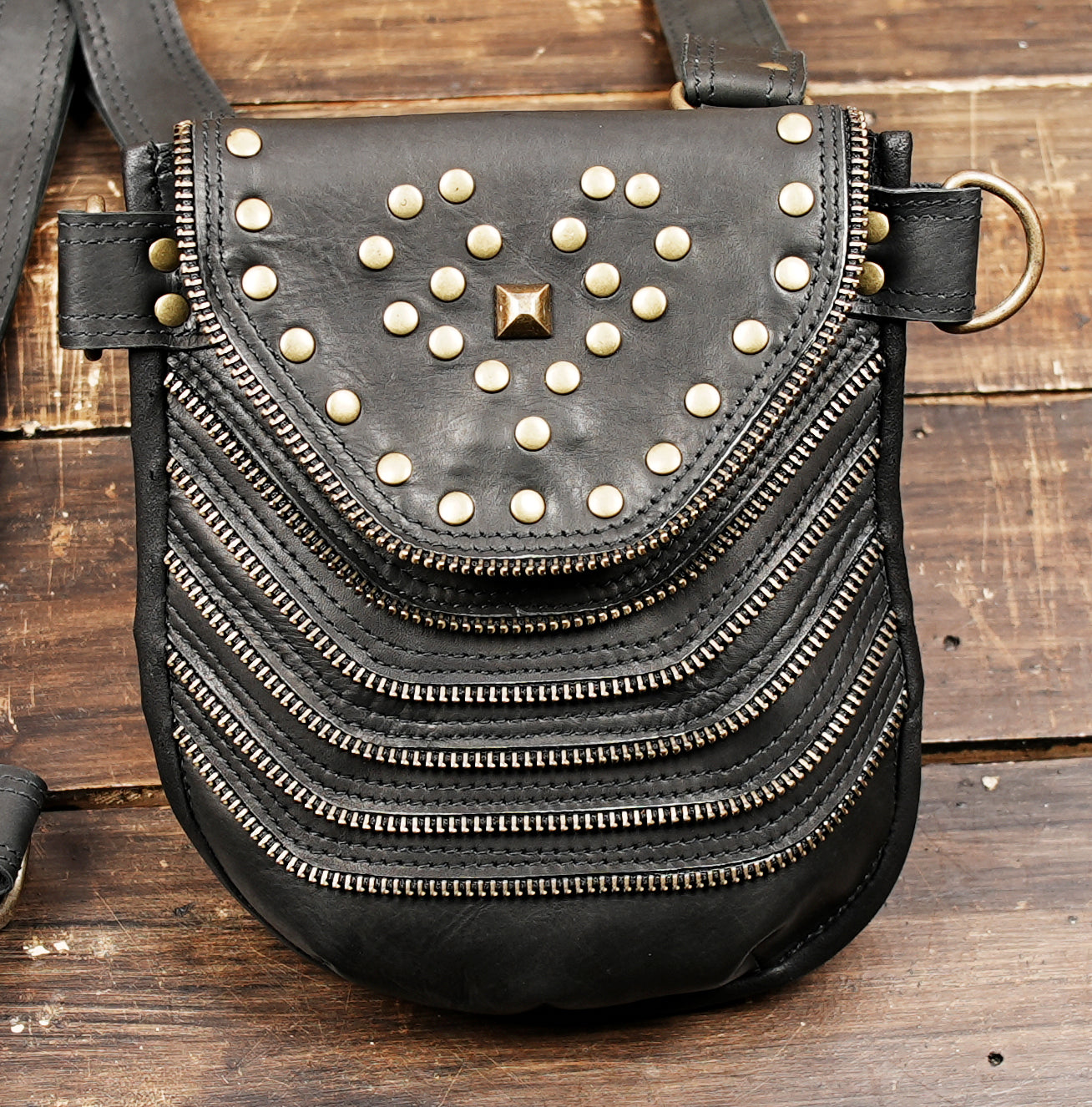  Unisex Biomechanical Leather Vest Holster Bag  and biker bag 