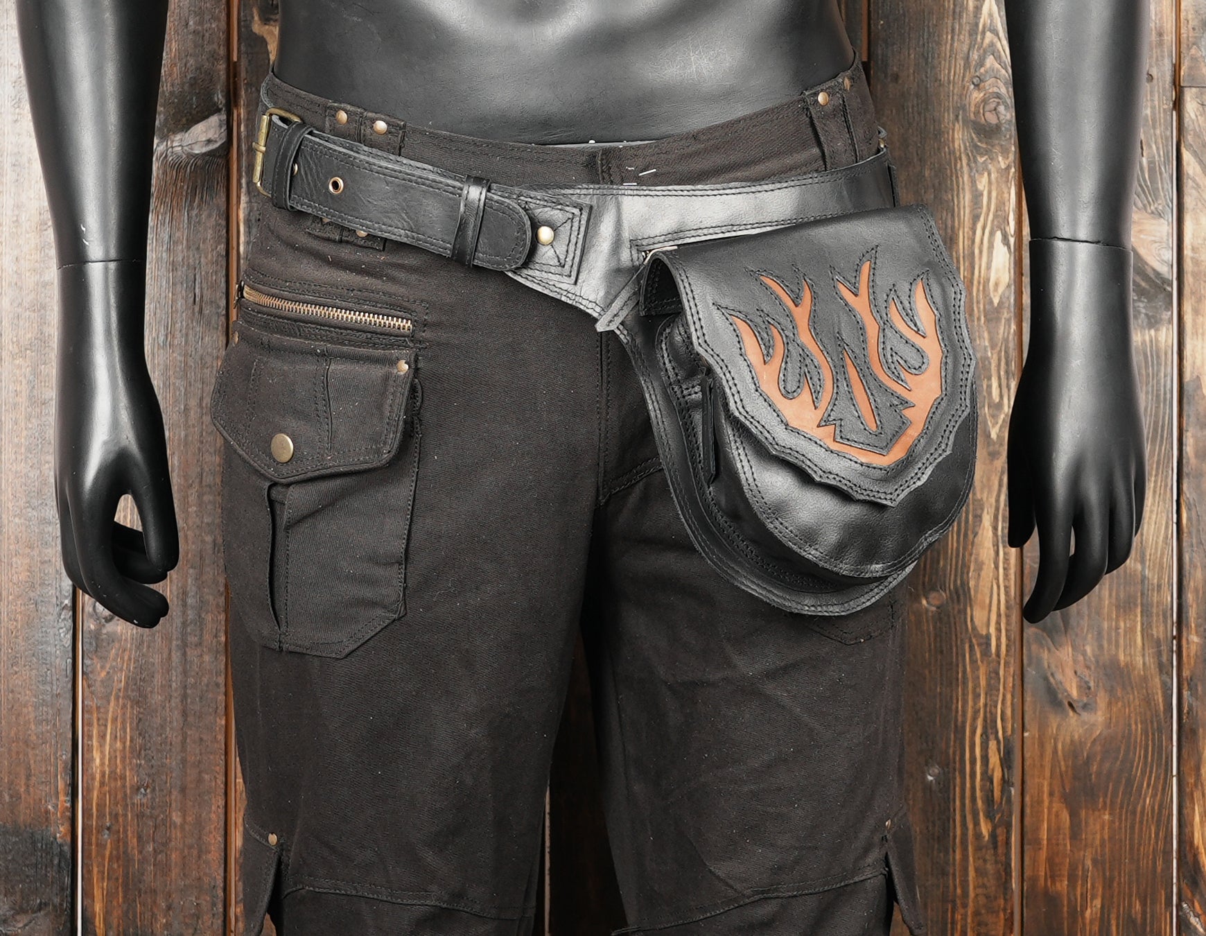 leather festival utility belt with labradorite