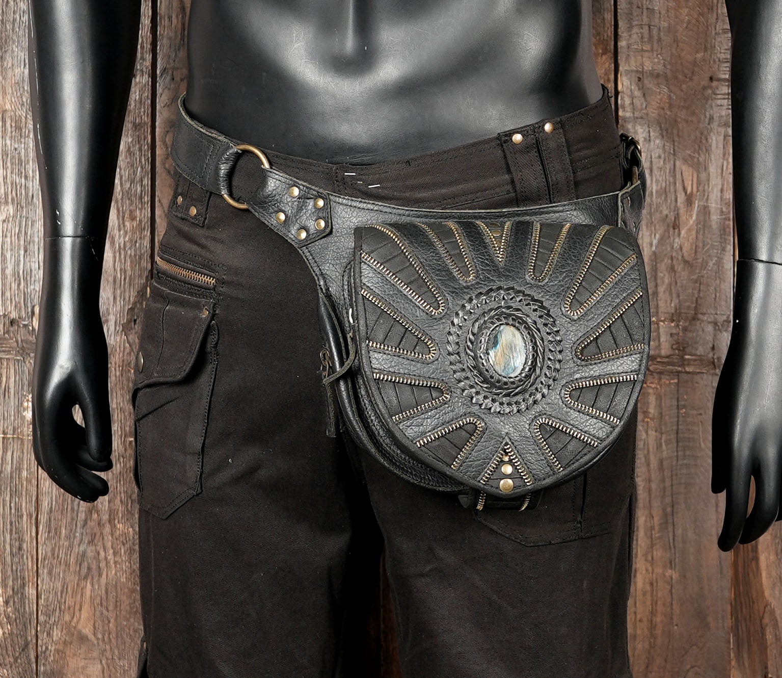 Handcrafted leather waist pack for Western, biker, or festival fashion