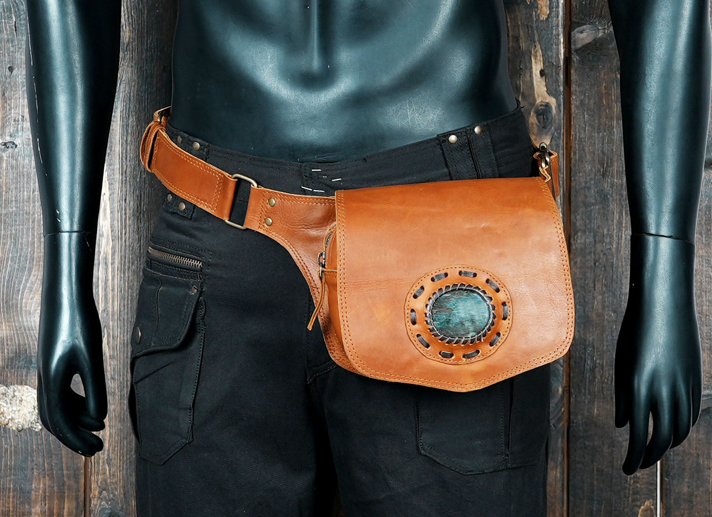 ハンドメイドブラウンレザーウエストベルトフェスティバルユーティリティバッグ（LT-AB-WB-6027）