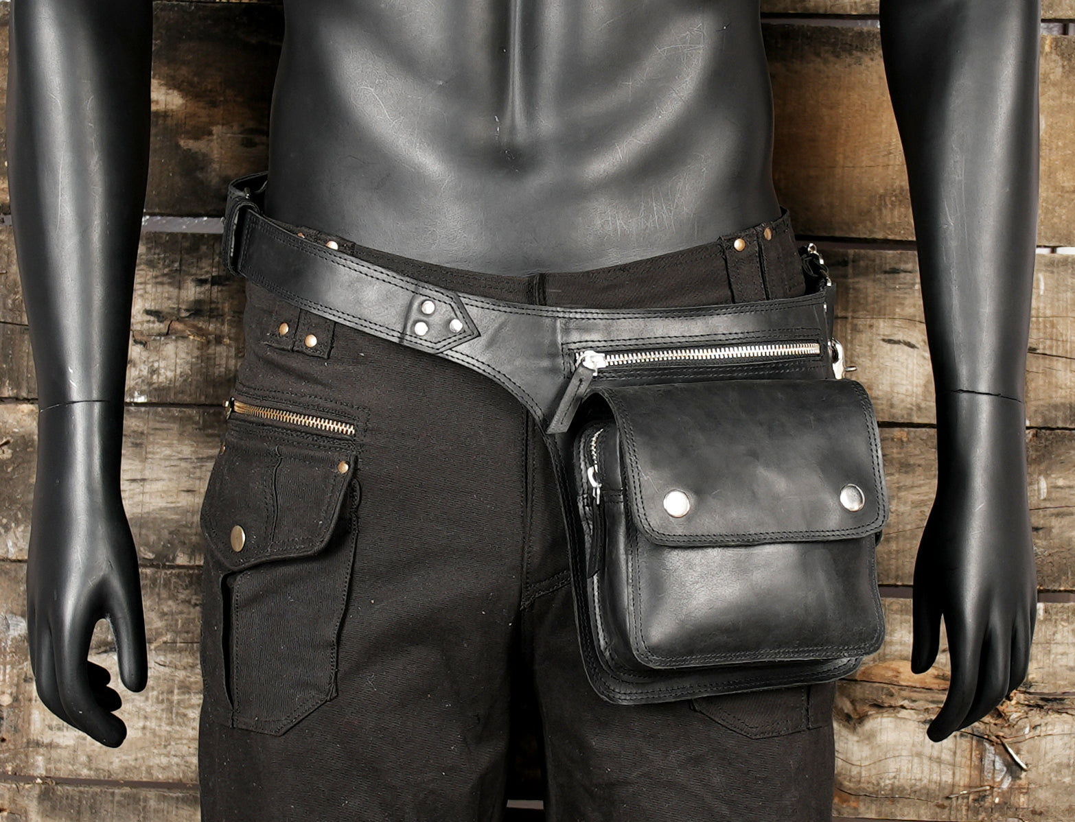 Black Leather Waist  Belt  Handmade Utility Belt (LT/NS/WB/6019)