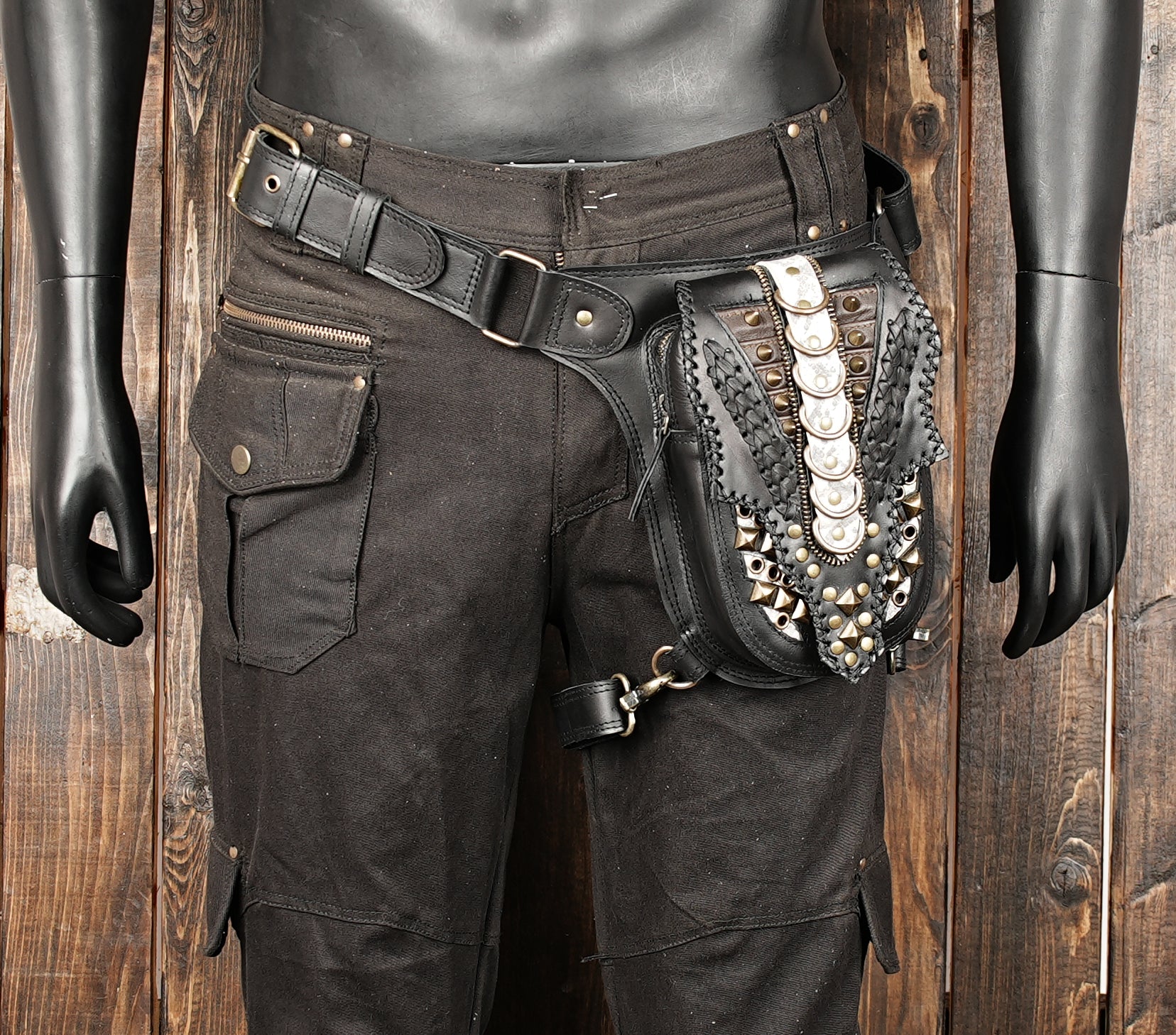 Handmade Black Leather Holster Belt Steampunk Leather (LT-AB-WBTS-6001)