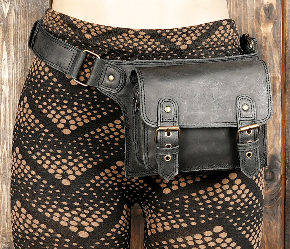 unisex leather hip bag