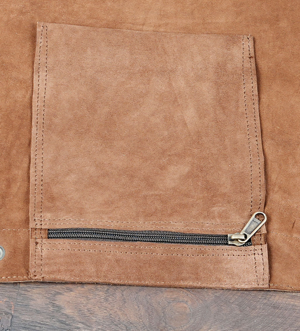 Rustic handmade leather skirt for western or cowboy outfits