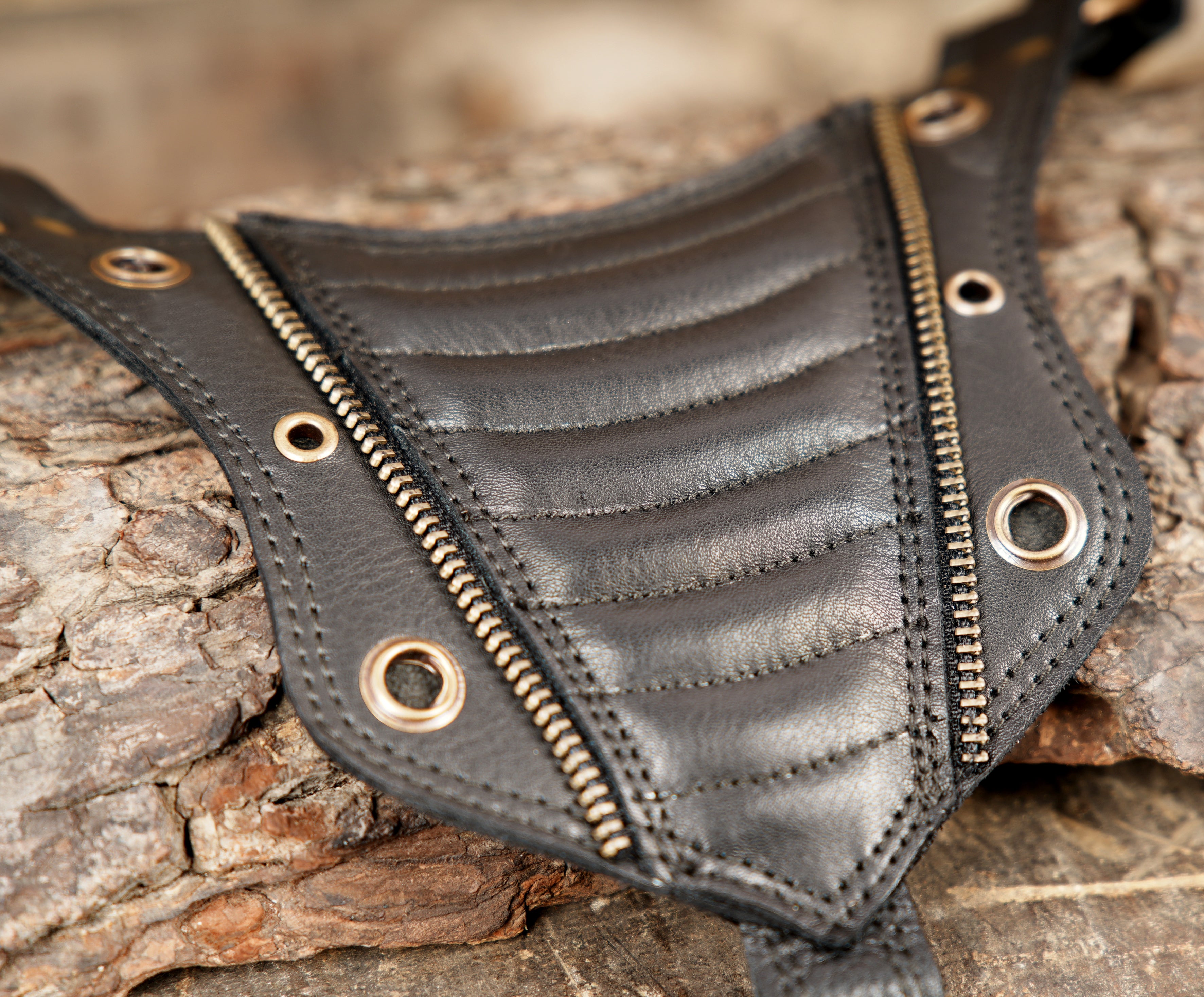 Buy Handmade Leather Holster Belt With Dual Utility Pouches, Steampunk Festival Leather Harness Belt with antiqbrush