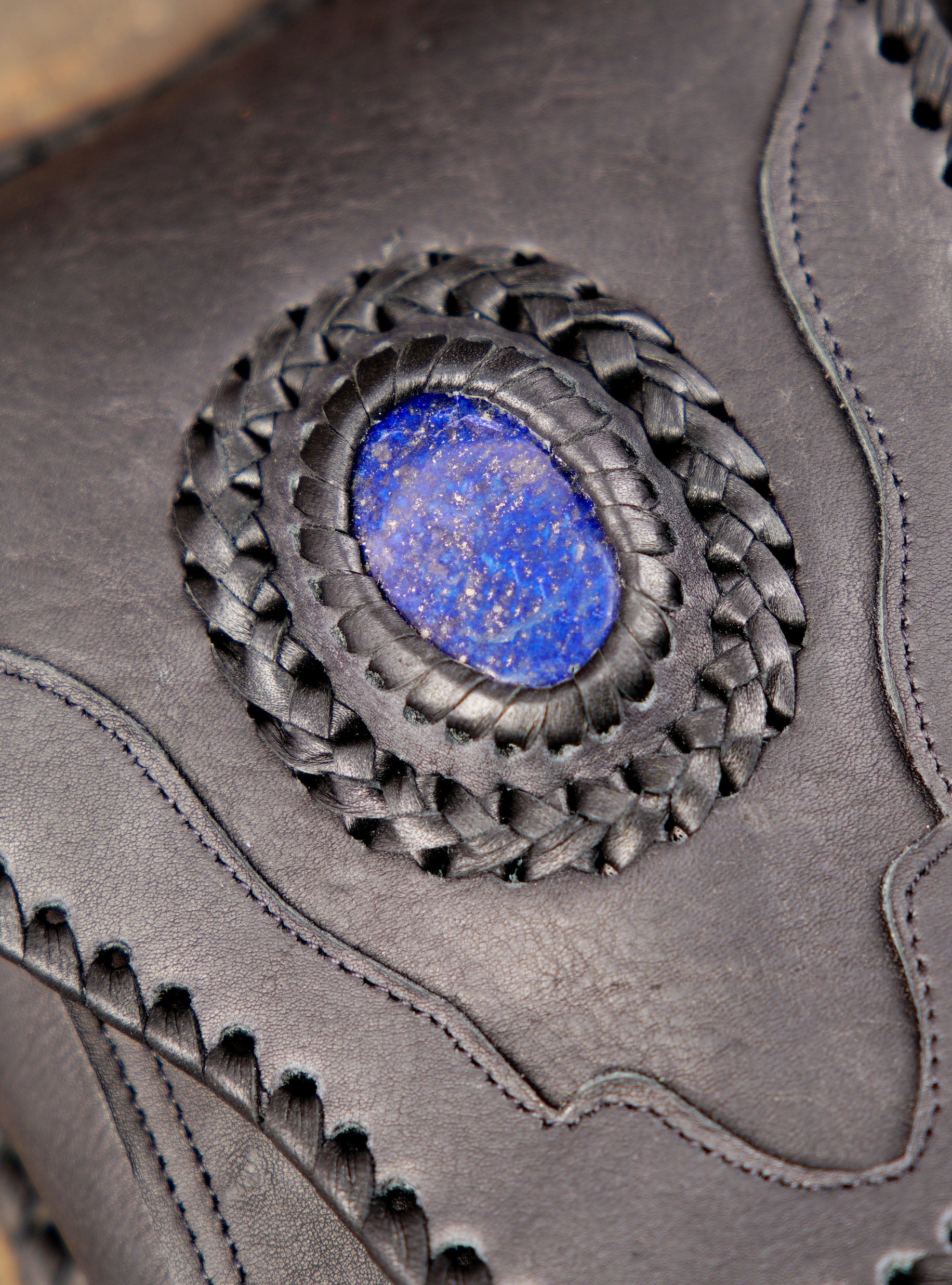 festival-ready black leather crossbody holster