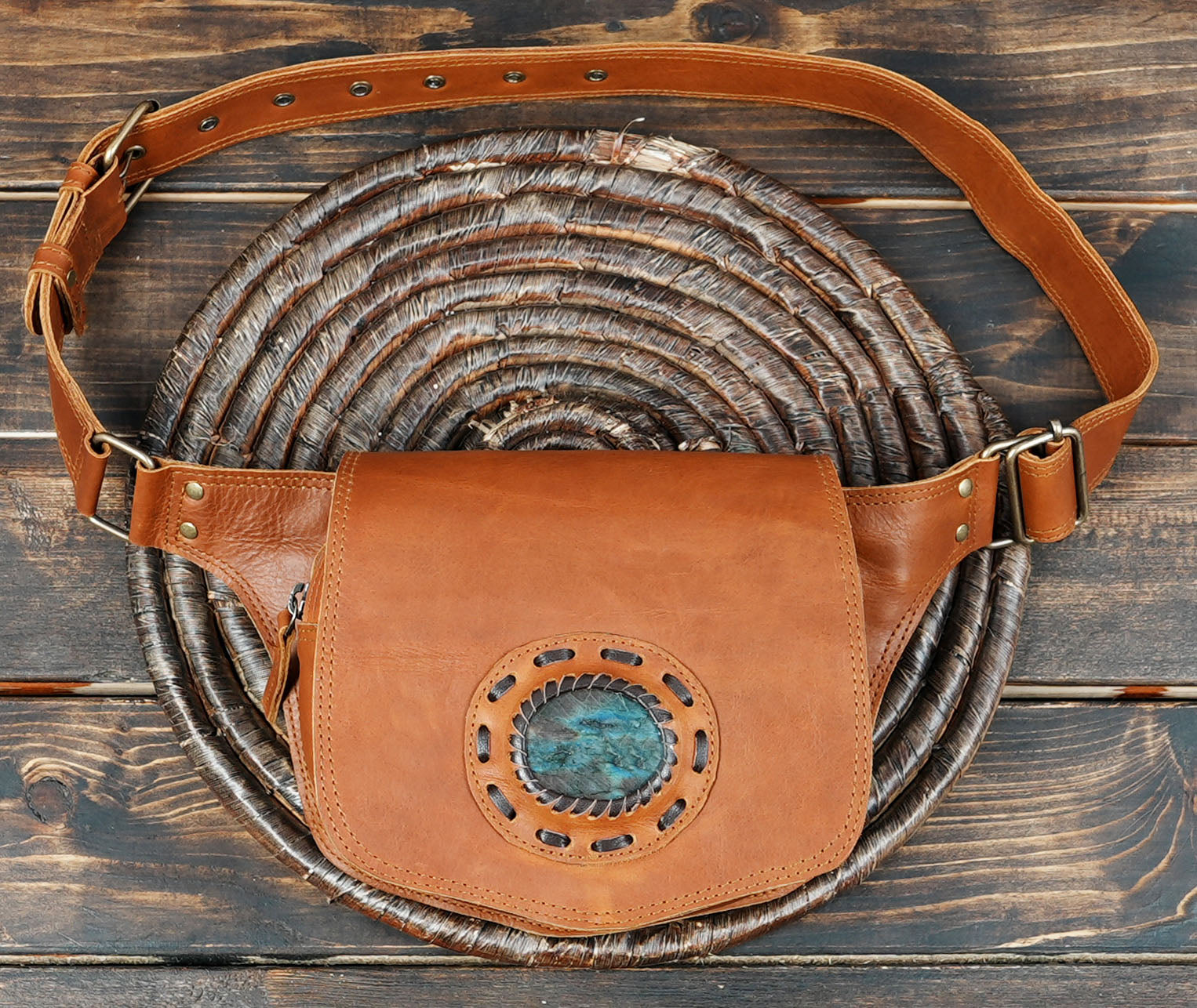 ハンドメイドブラウンレザーウエストベルトフェスティバルユーティリティバッグ（LT-AB-WB-6027）