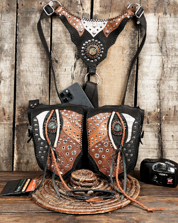 Buy Handmade Leather Holster Belt With Dual Utility Pouches