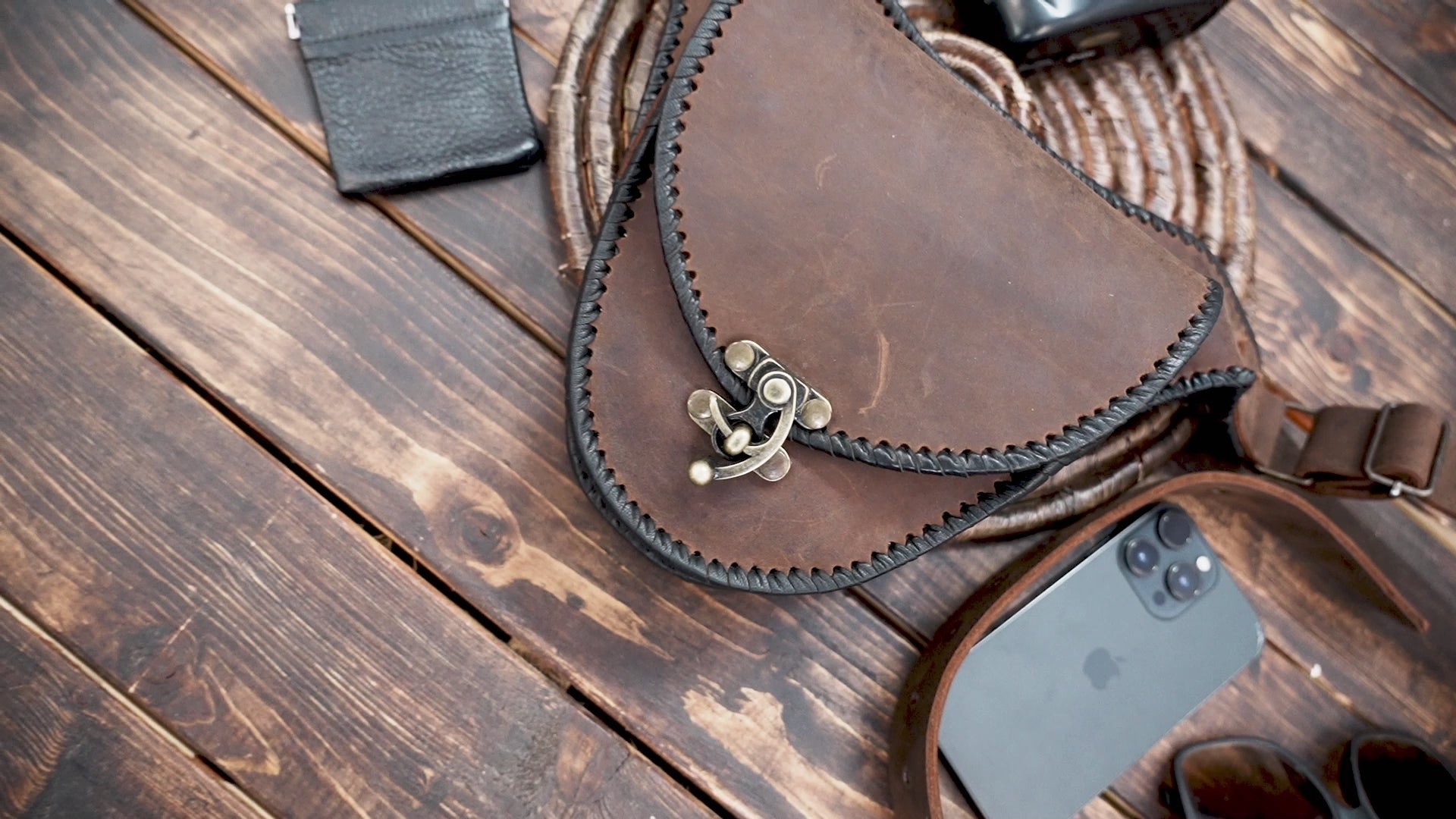 Handmade Leather Waist Pouch – Boho & Burning Man Belt Bag