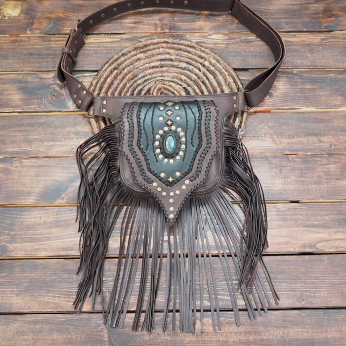Festival hip pouch with gemstone center and boho style