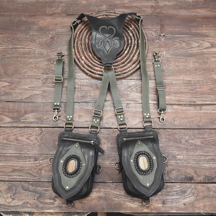 black DOUBLE Holster Bag | Made to Order - Siga Tribal with zipper 