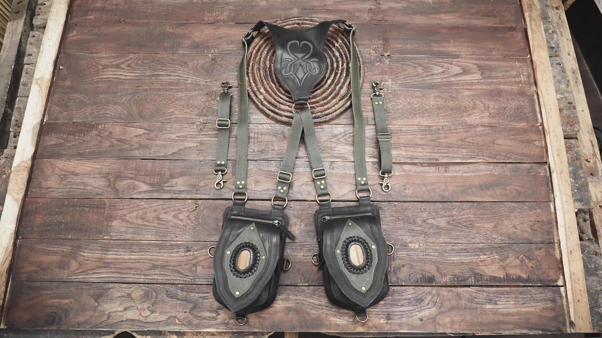 black DOUBLE Holster Bag | Made to Order - Siga Tribal with zipper 