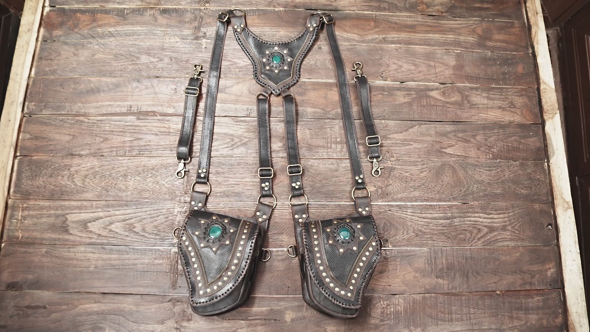 Genuine leather utility holster harness for festival and cosplay wear