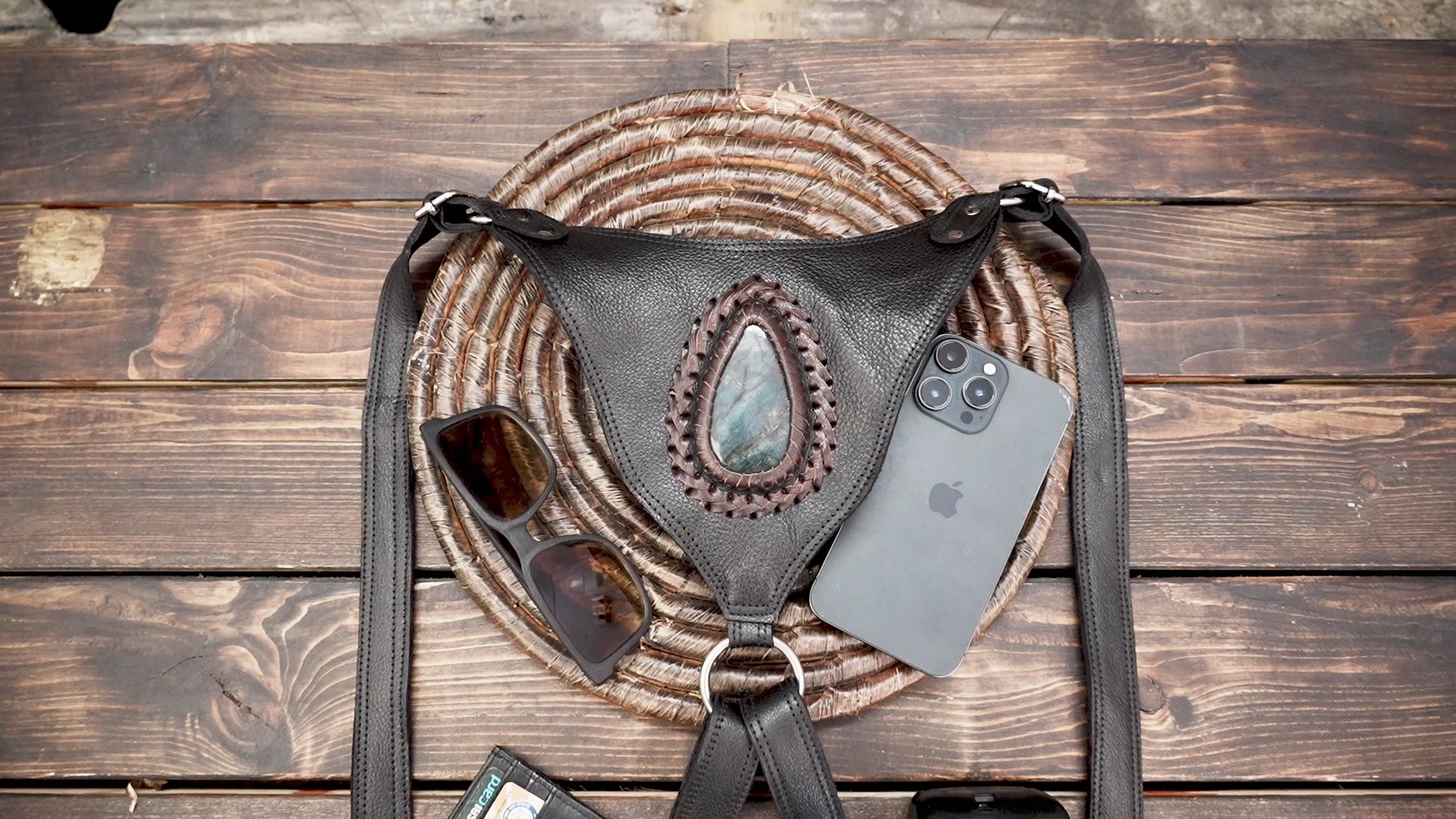 Black Leather Shoulder Holster Double Pocket Utility (LT-NS-HLS-6016)