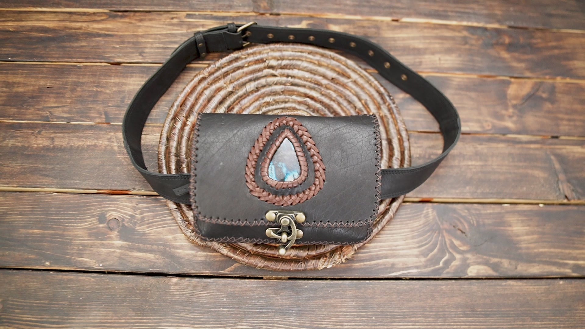 Leather Fanny Pack for Men and Women Leather Waist Bum Bags  WITH GEMSTONE 