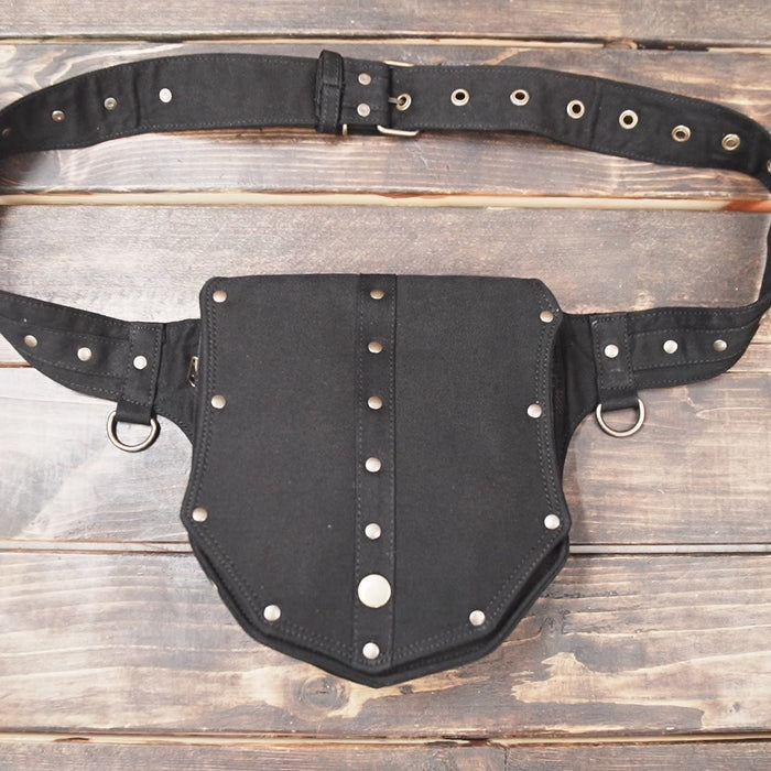 Gothic festival belt bag with rivets and adjustable strap