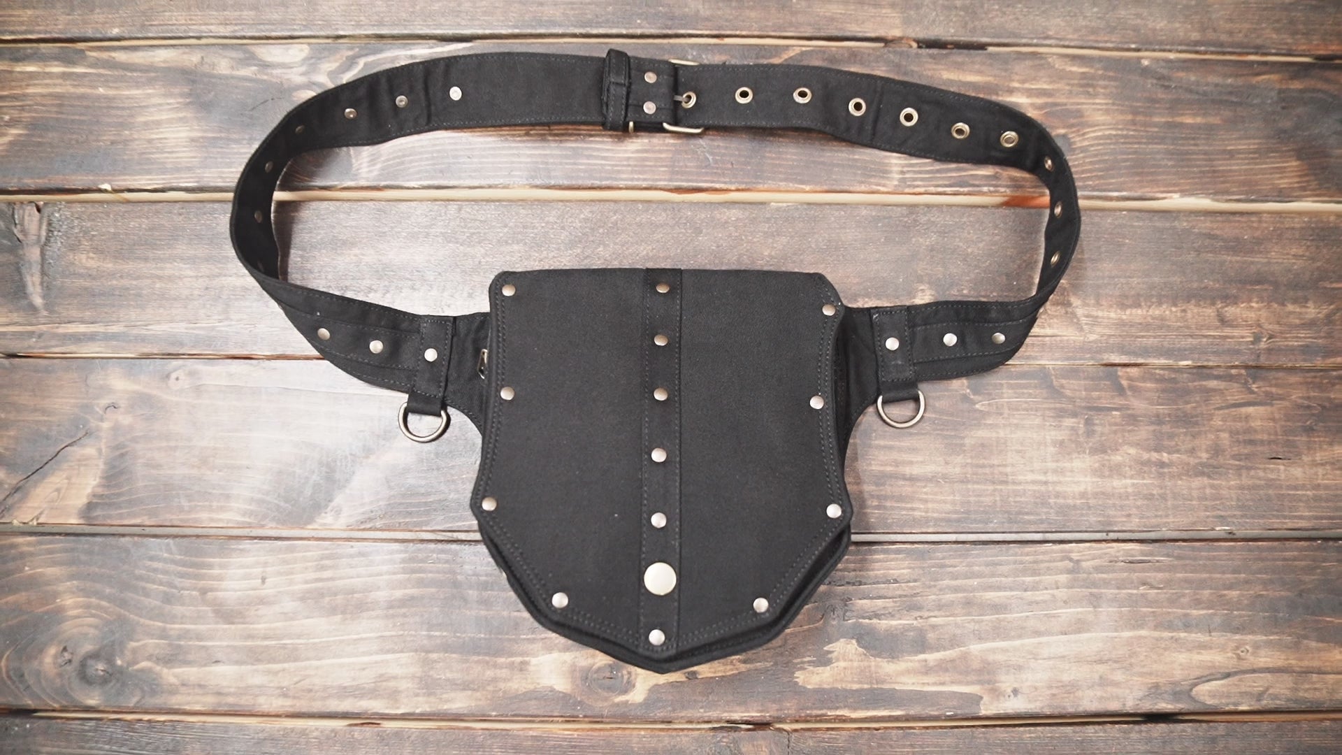 Gothic festival belt bag with rivets and adjustable strap