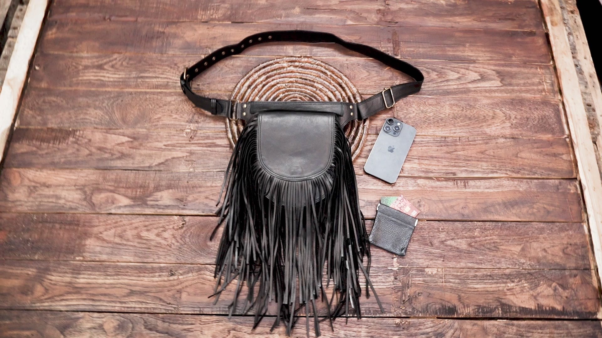 Handcrafted Leather Utility Belt: Boho Fashion Waist Bag with back side zipper 