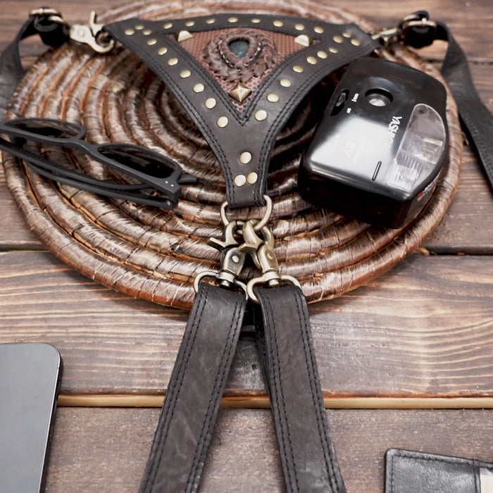 Steampunk crossbody harness bag for men and women