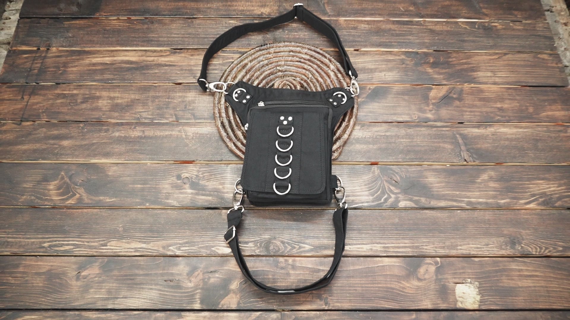 Alternative style cotton thigh holster bag with utility compartments