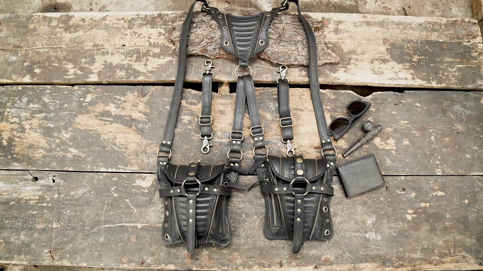 Genuine leather holster bag || holster bag || black holster belt || shoulder bag || Adjustable straps || Burning Man holster ||