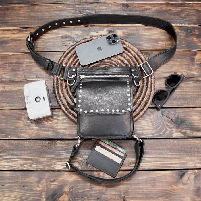 Handmade Leather Waist Thigh Belt || With Nickle Silver 