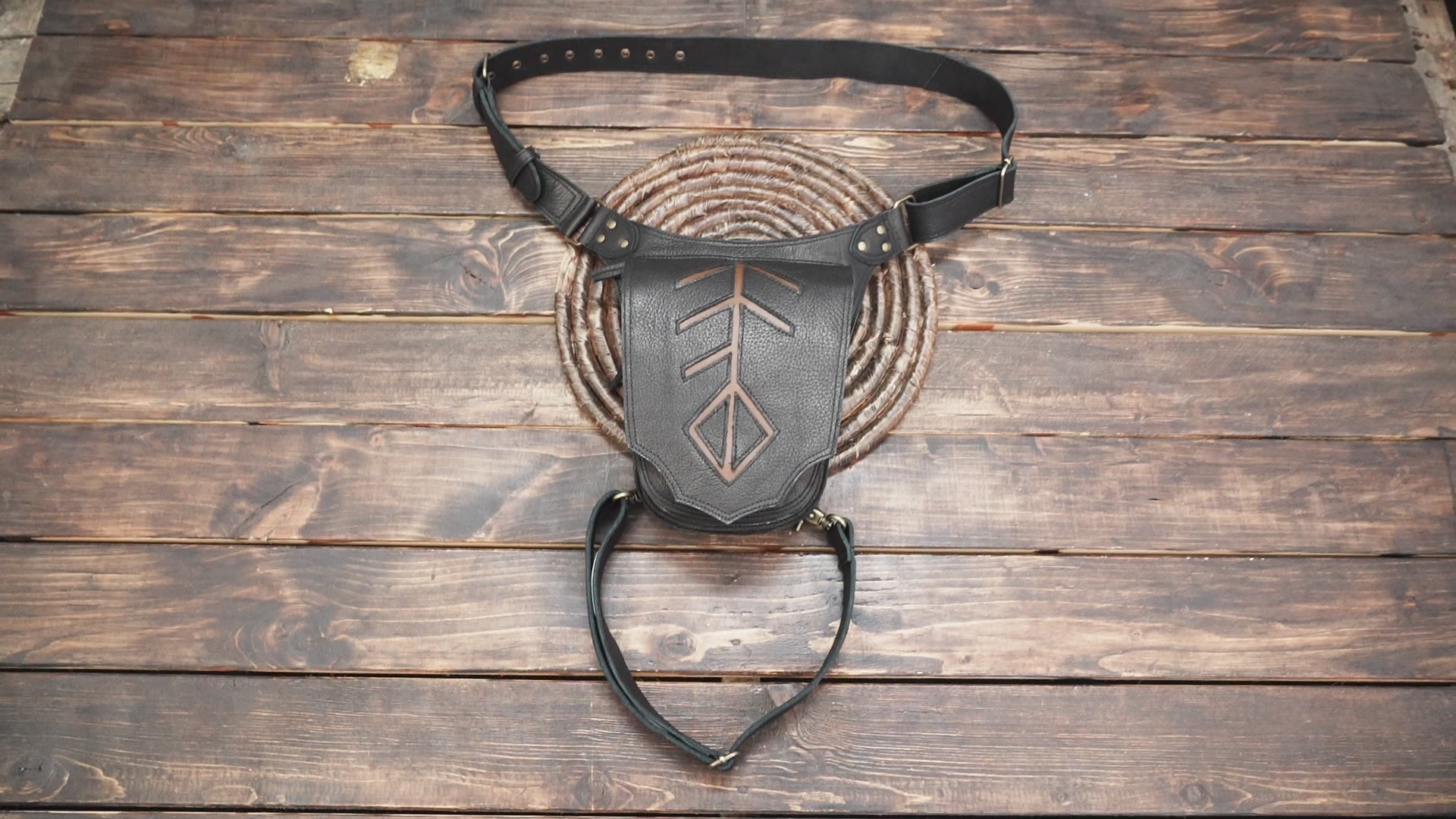 Leather Waist & Thigh Belt Bag – Festival Utility Hip Pouch, Steampunk (LT-AB-WBTS-6040)