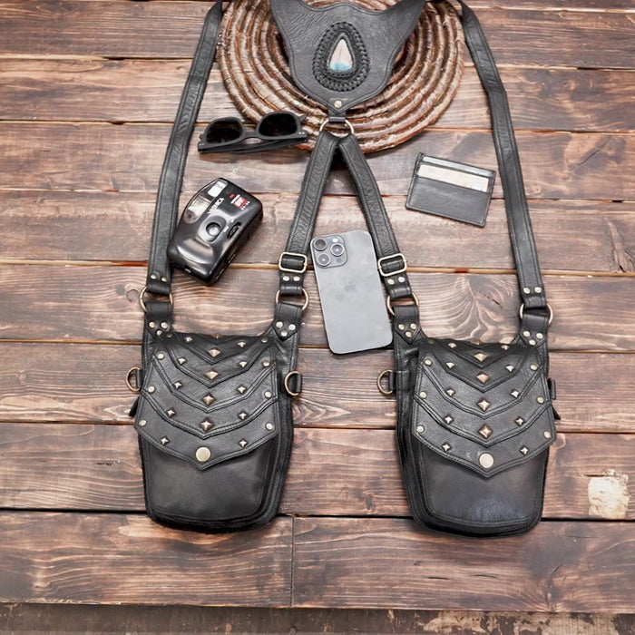 Unisex leather festival holster harness bag USA