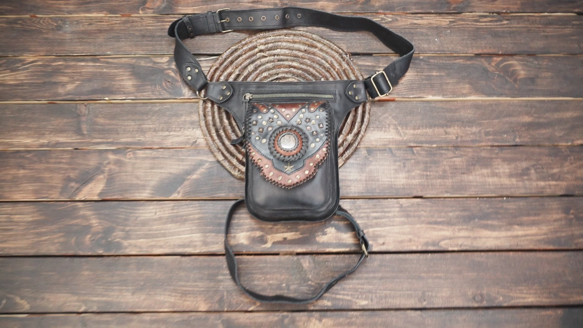 Handmade Leather Thigh  Belt (LT/AB/WBTS/6014)