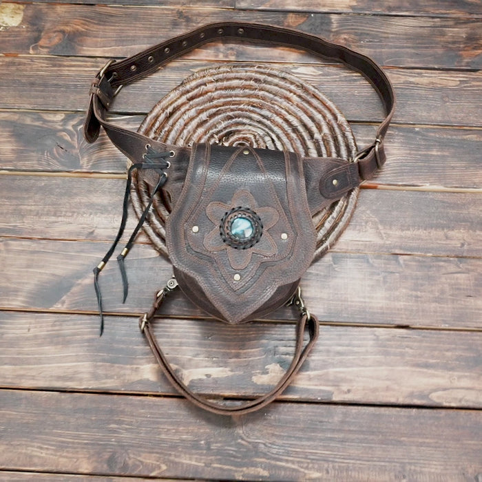 Boho festival belt bag with gemstone accent and adjustable strap