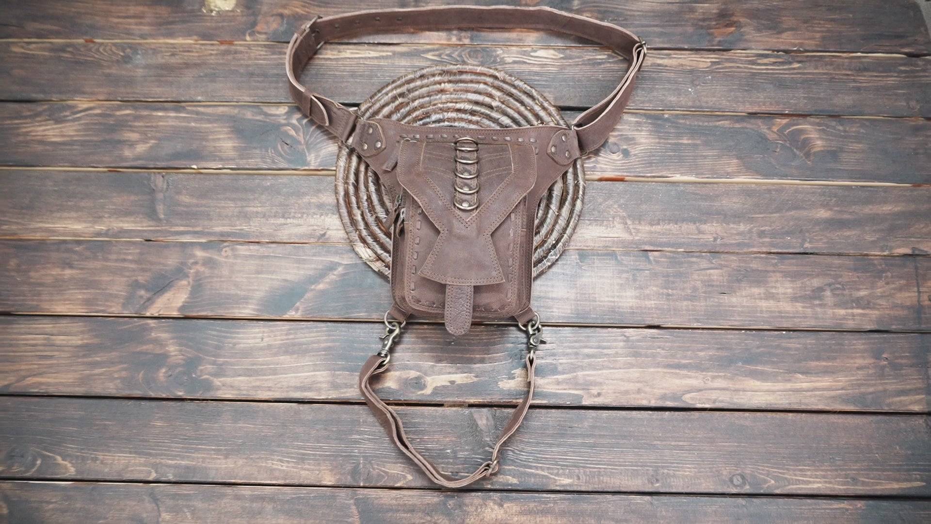 Rustic Leather Waist & Thigh Holster – Steampunk & Gothic Festival Accessory