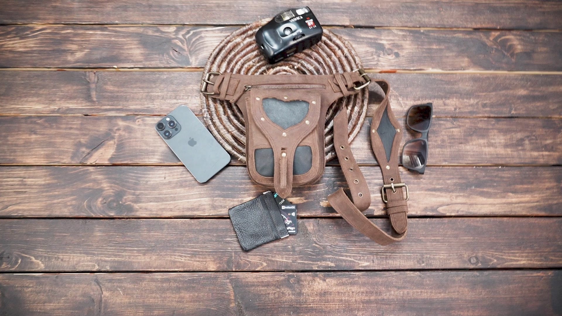 Leather Waist Holster with Pouch – Burning Man, Steampunk & Cosplay Belt