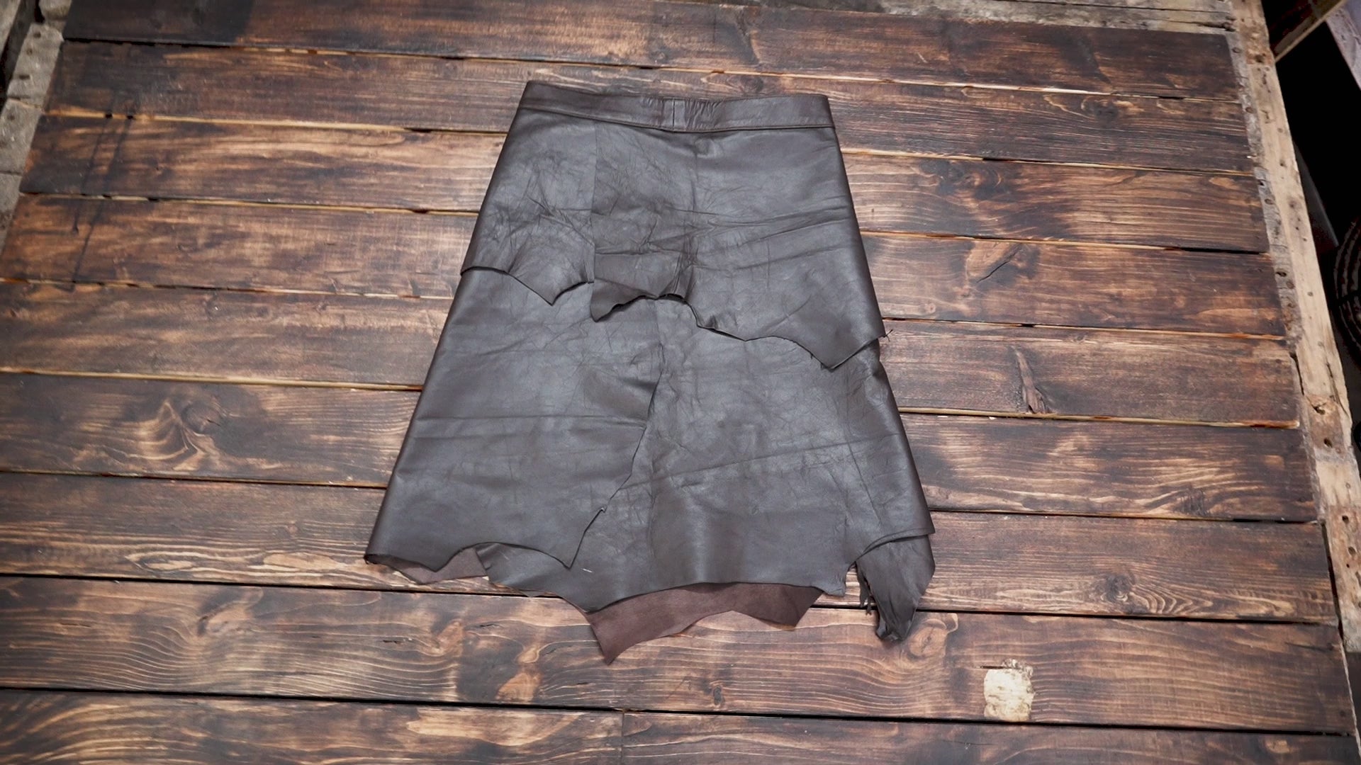 Handmade Black Leather Skirt – Rustic, Tribal & Alternative Festival Wear (LT-AB-SKT-6024)