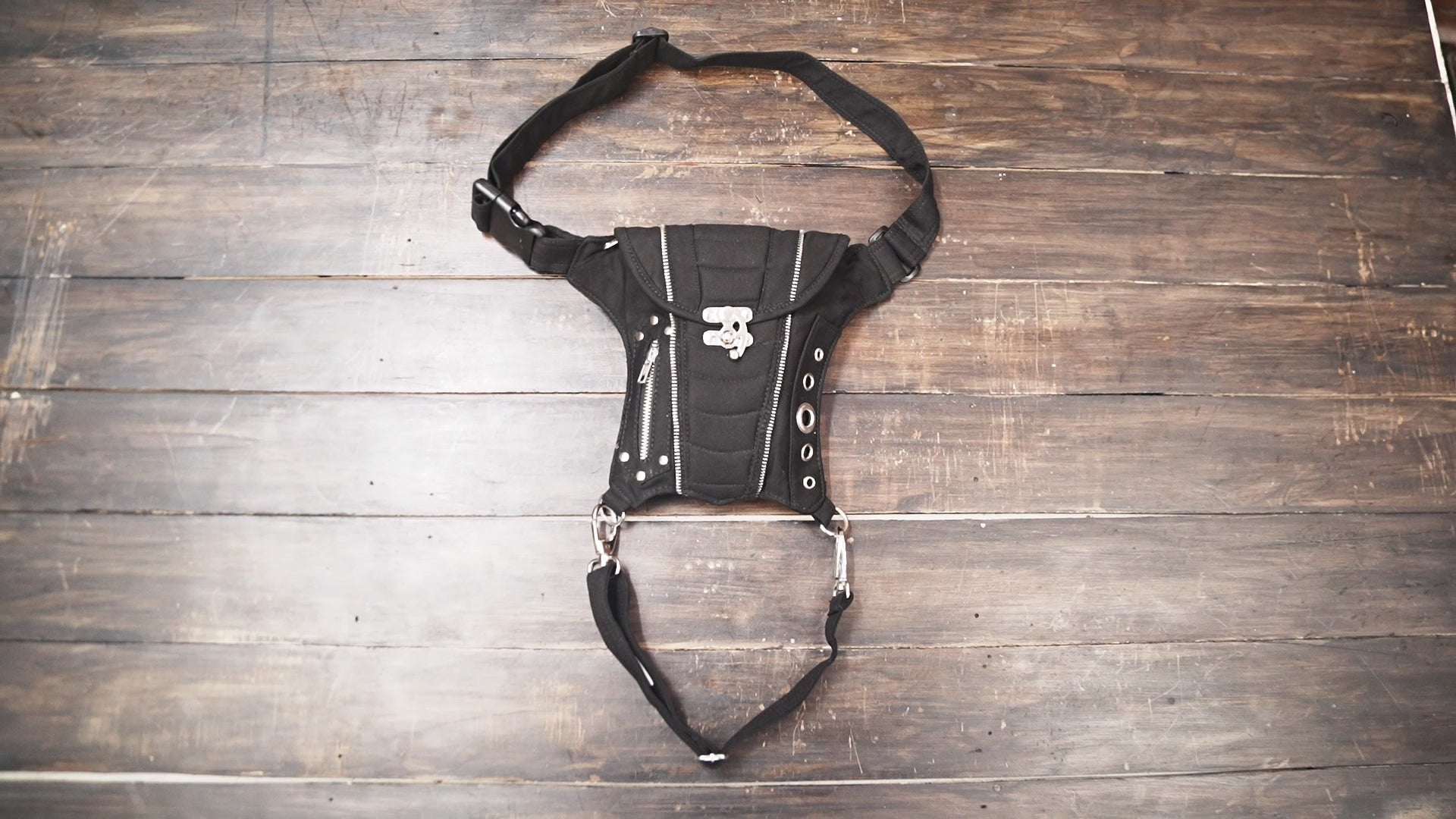 Cotton waist holster bag with adjustable belt and leg strap